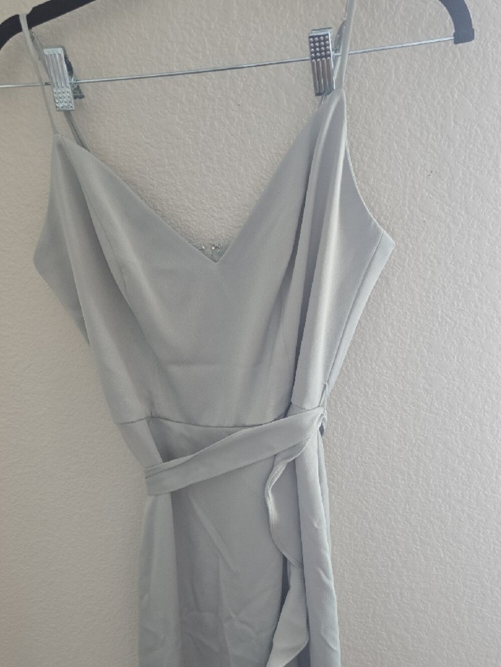 Light Green Ruffle Maxi Slip Dress - Picture 2 of 6